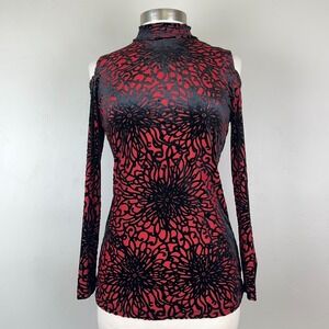 Top Women S‎ Red Mesh Romantic Goth Vampy Grunge Witch Vintage Retro Velvet